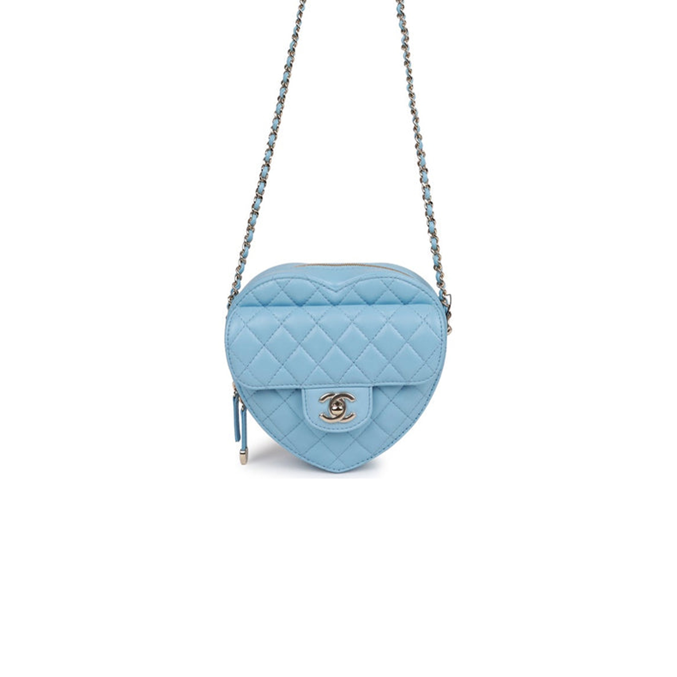 CHANEL CC IN LOVE LARGE HEART BAG BLUE LAMBSKIN LIGHT GOLD HARDWARE (20*18*6cm) CHANEL CC IN LOVE LARGE HEART BAG BLUE LAMBSKIN LIGHT GOLD HARDWARE (20*18*6cm)